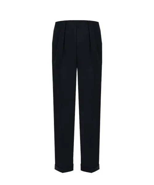 Pantalon noir à pinces - Pure Élégance Pantalon, coupe droite avec pinces à l’avant et bas à revers, silhouette épurée.