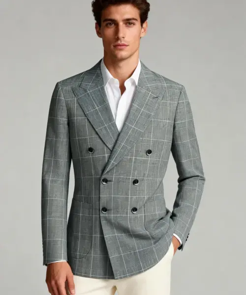 Veste croisée grise à carreaux - Pure Elegance