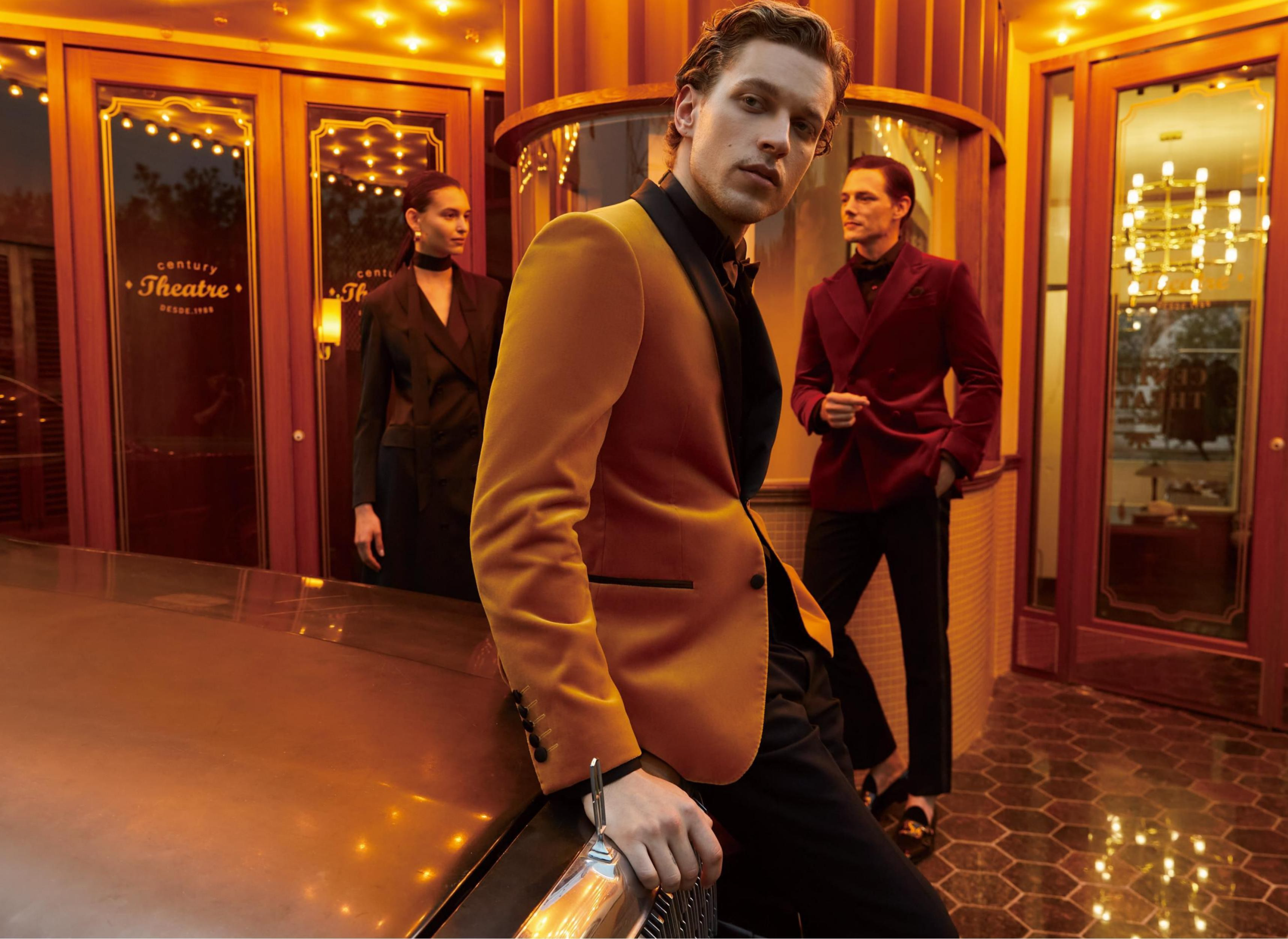 Costume orange homme élégant style moderne