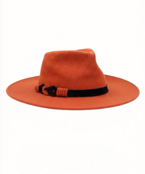 Chapeau Fedora en Feutre de Laine Orange Rouille