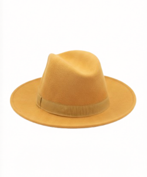 Chapeau fedora en feutre couleur camel élégante